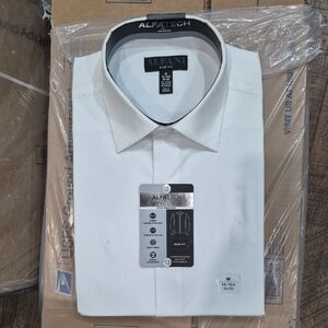 New Alfani Men's Classic White Dress Shirt Slim Fit Size Medium 15-15 1/2
